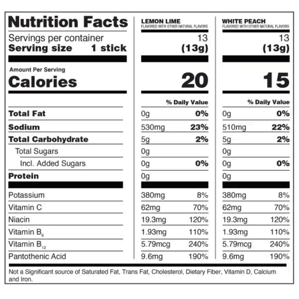 Liquid I.V. Hydration Multiplier, 13-Lemon Lime, 13-White Peach, 26 Individual Serving Stick Packs in Resealable Pouch, Sugar Free, Variety Pack