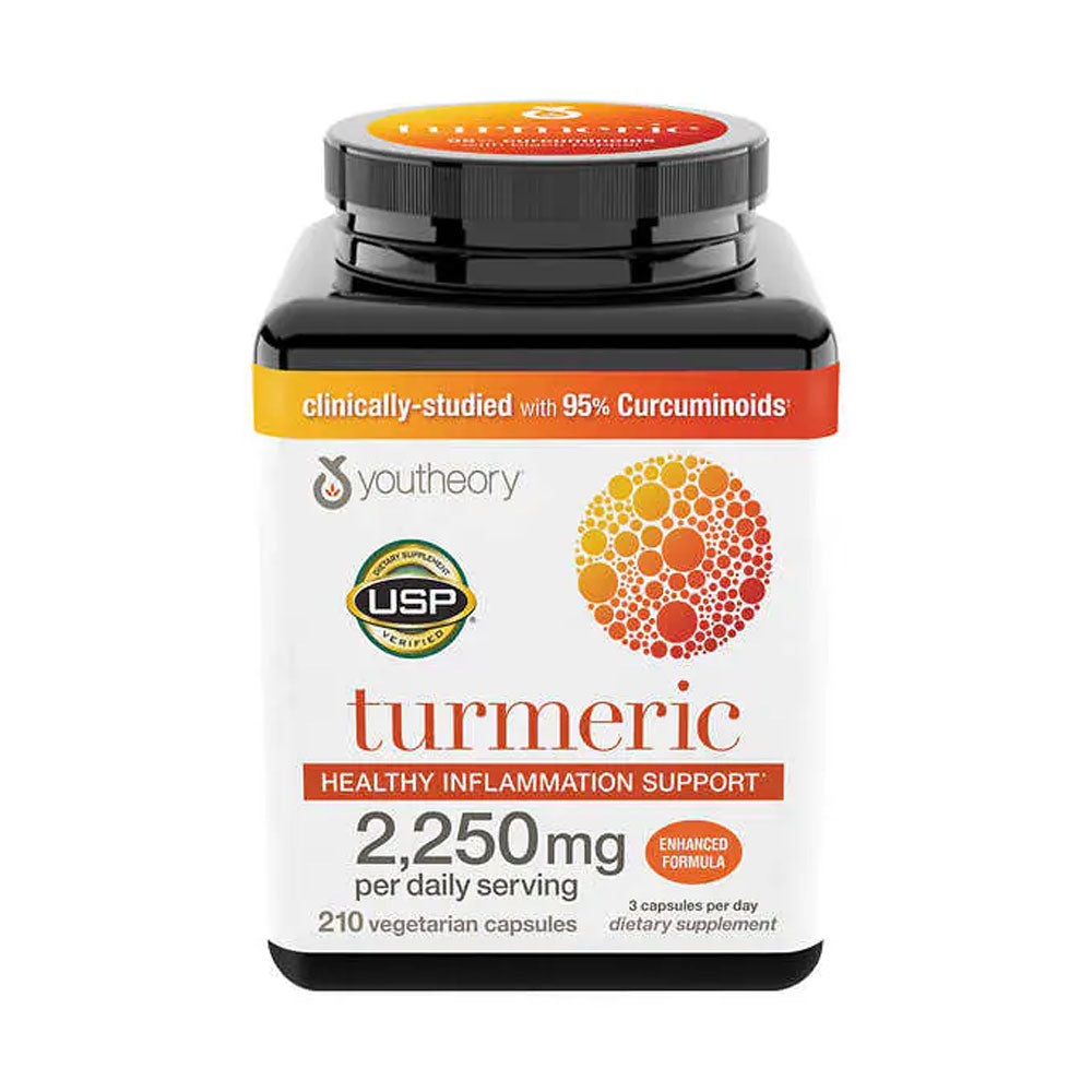 Youtheory Turmeric Extra Strength Formula 2,250 mg., 210 Capsules