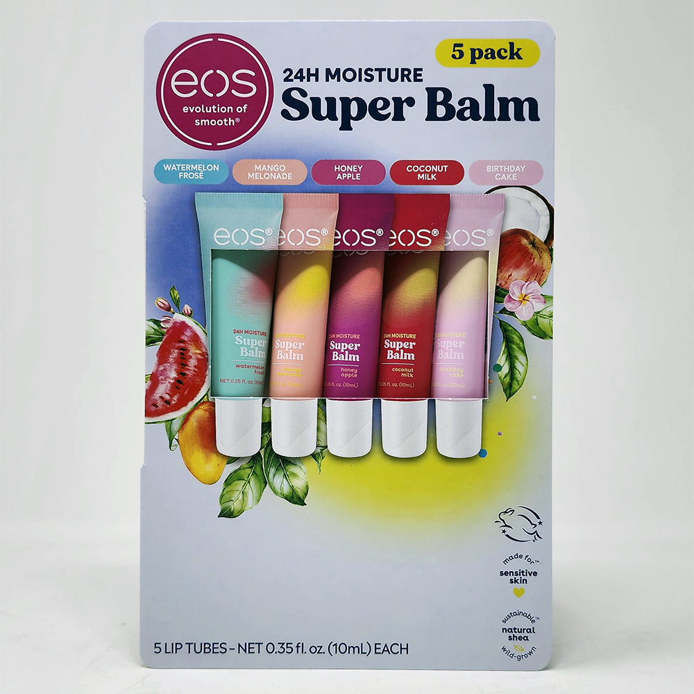 EOS 24 Hour Super Lip Balm Watermelon Mango Honey Birthday, 0.35 fl oz, 5 Ct