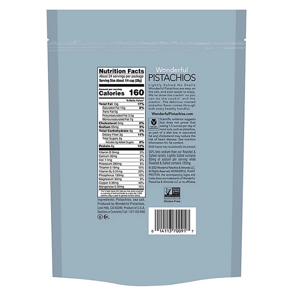 Wonderful Pistachios Roasted and Lightly Salted, No Shells (24 oz.)