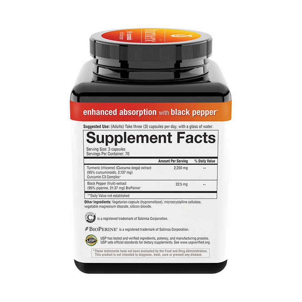 Youtheory Turmeric Extra Strength Formula 2,250 mg., 210 Capsules