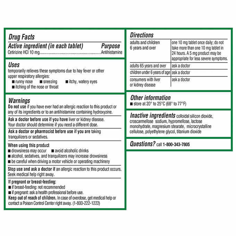 Zyrtec 24 Hour Allergy Relief Antihistamine Cetirizine HCl 10 mg, 120 Tablets