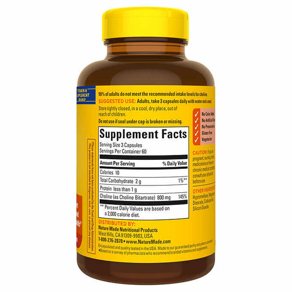 Nature Made Choline 800 mg, 180 Capsules
