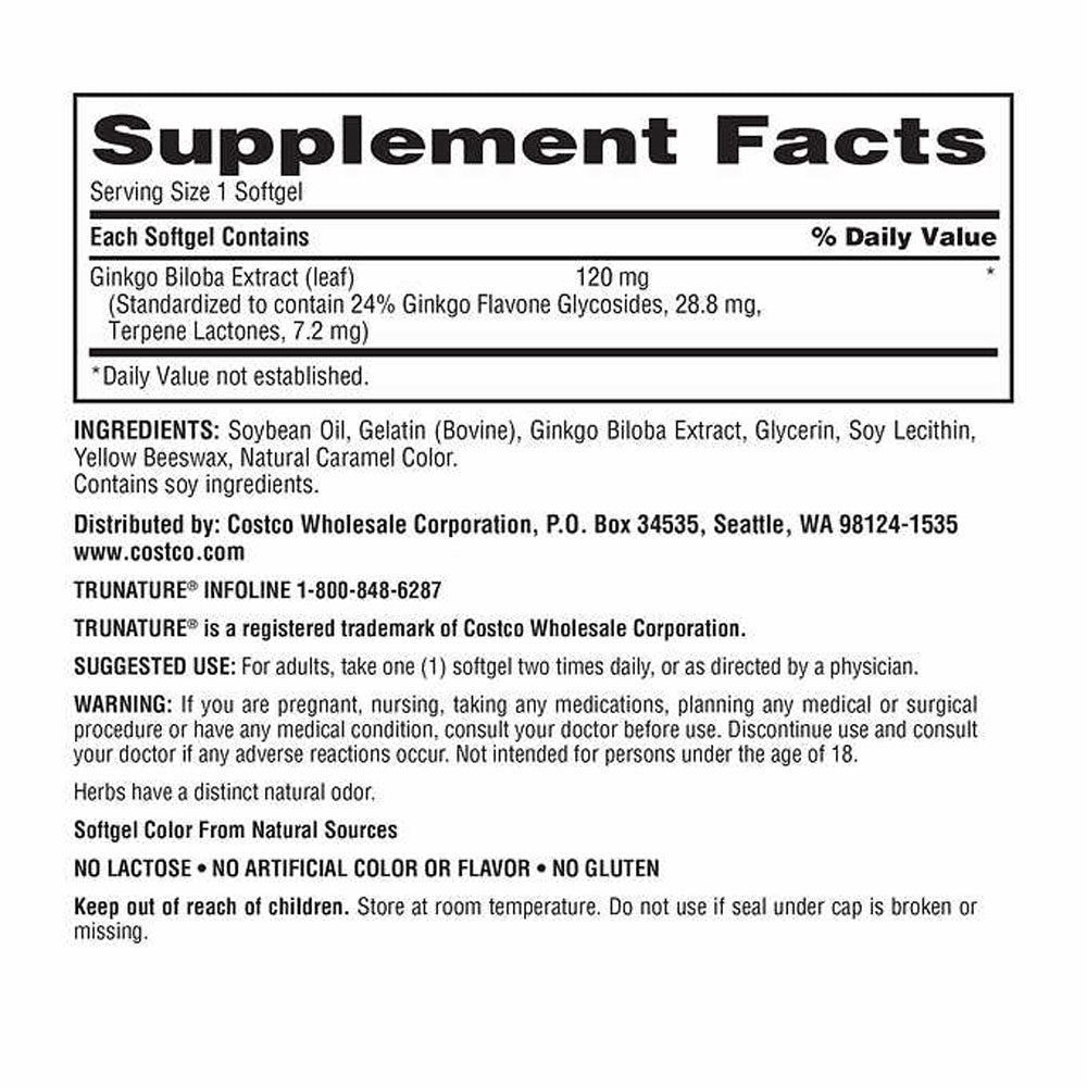 trunature Ginkgo Biloba, 340 Softgels