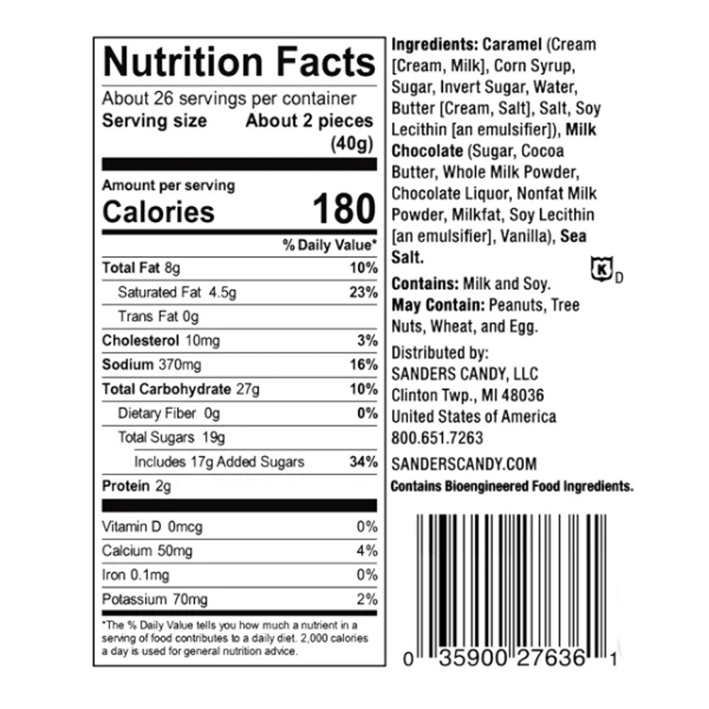 Sanders Milk Chocolate Sea Salt Caramels 36 oz, 2-pack