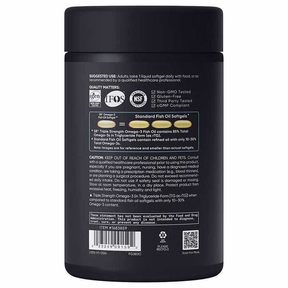 Sports Research Triple Strength Omega-3 Fish Oil, 150 Fish Softgels