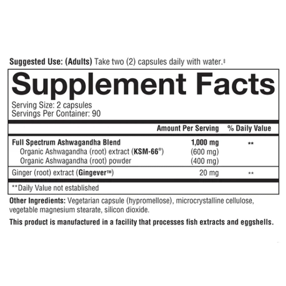 youtheory Ashwagandha 1000 mg, 180 Vegetarian Capsules