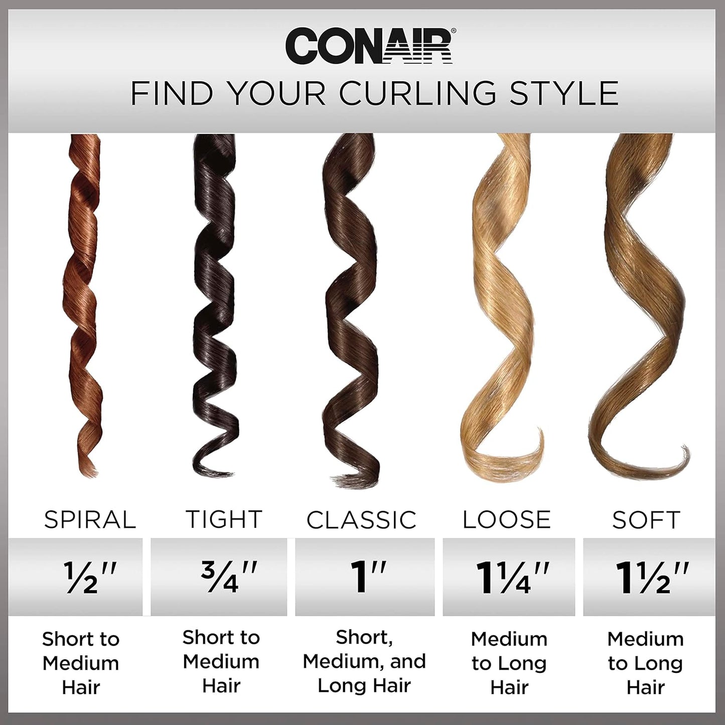 Conair Double Ceramic 1-Inch Curling Iron, 1-inch barrel produces classic curls – for use on short, medium, and long hair