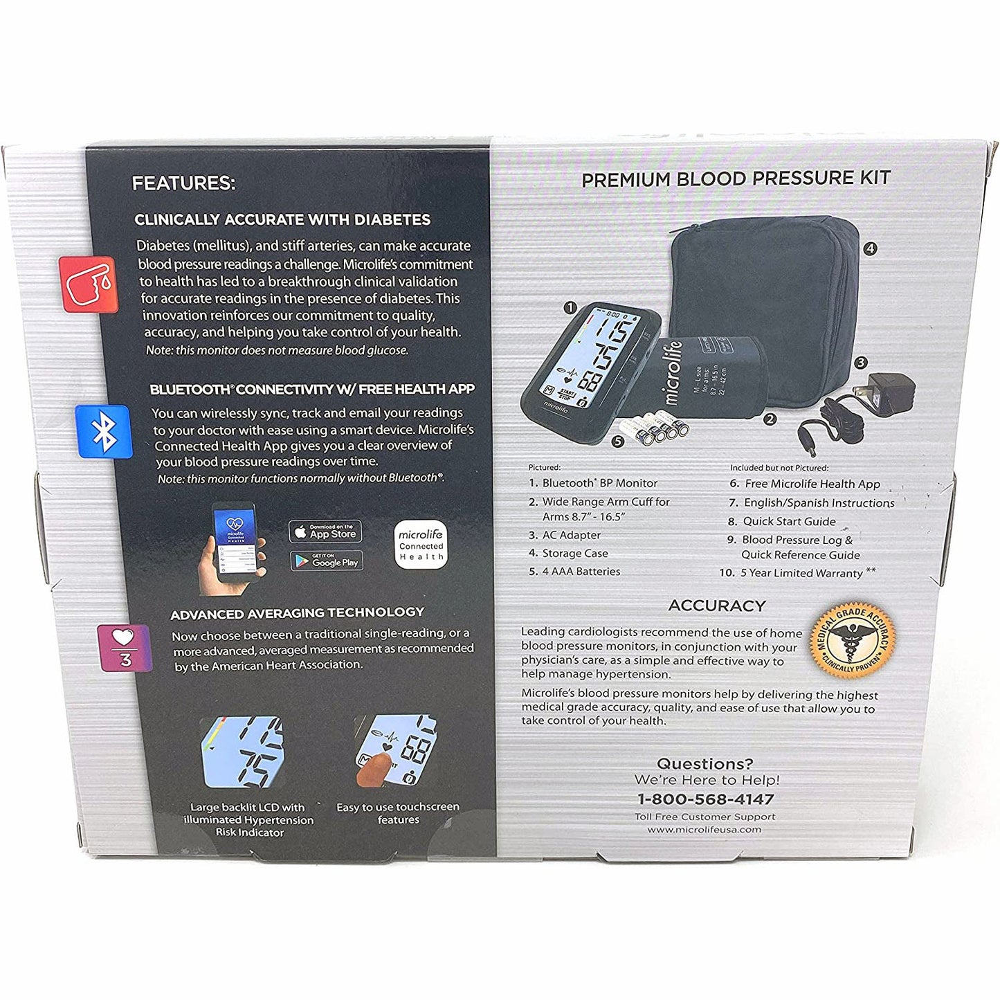 Microlife Bluetooth Upper Arm Blood Pressure Monitor with Irregular Heartbeat Detection Bluetooth Connectivity and Free Microlife Health App