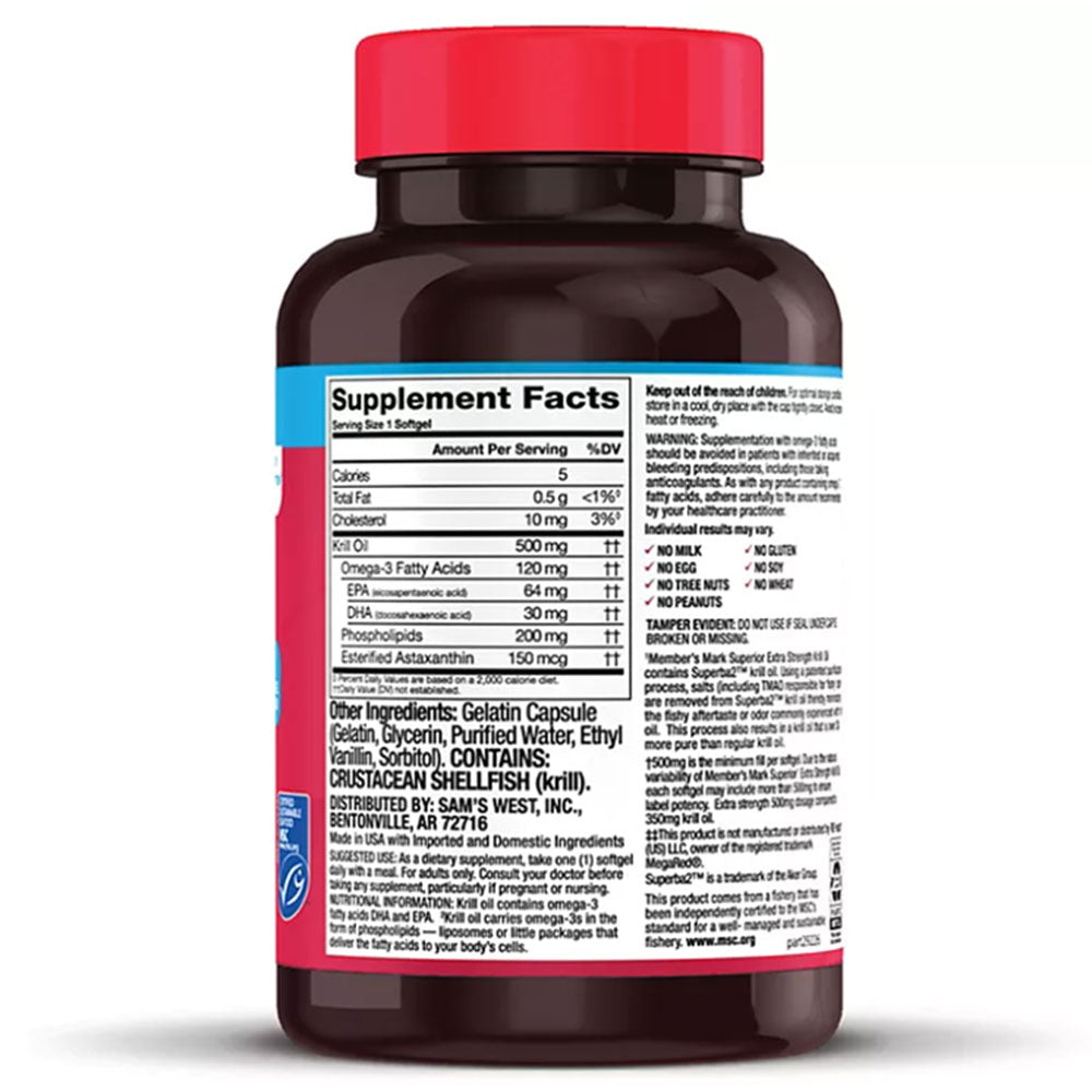 Member's Mark Extra-Strength Antarctic Pure Krill Oil, 500 mg (160 ct.)