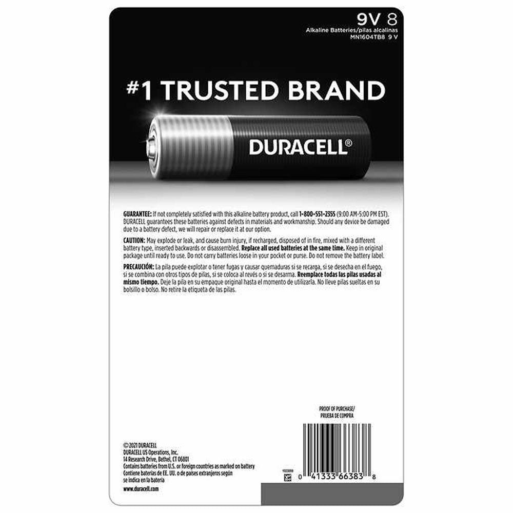 Duracell - CopperTop 9V Alkaline Batteries - Long Lasting, All-Purpose 9 Volt Battery for Household and Business - 8 Count