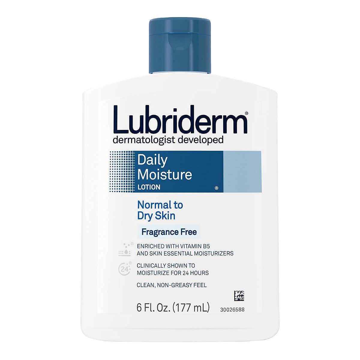 Lubriderm Daily Moisture Lotion, Fragrance Free 24 fl oz, 2-count + 6 fl oz Travel Size