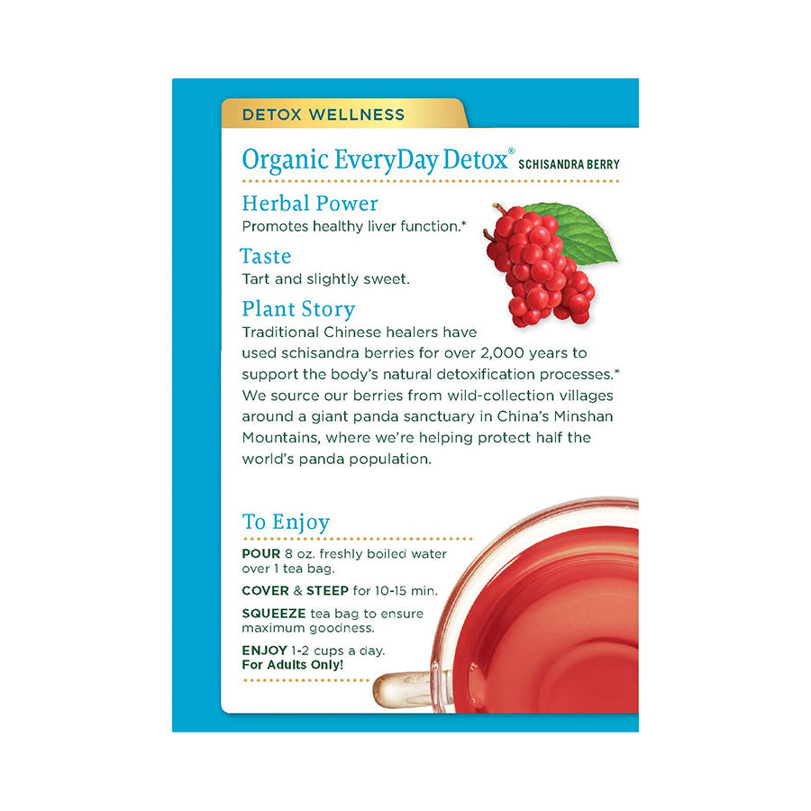 Traditional Medicinals Organic EveryDay Detox Schisandra Berry Herbal Tea, Supports Healthy Liver Function, (Pack of 1) - 16 Tea Bags