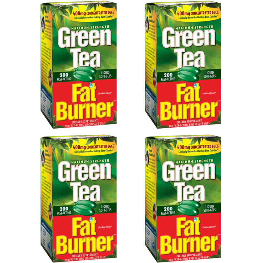 Four (4) of Green Tea Fat Burner, 200 Liquid Soft-Gels