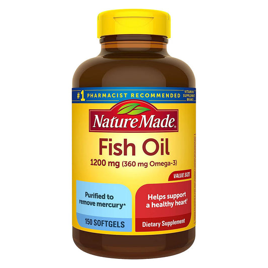 Nature Made Burp-Less Fish Oil 1,200 mg. Softgels for Heart Health 150 ct.