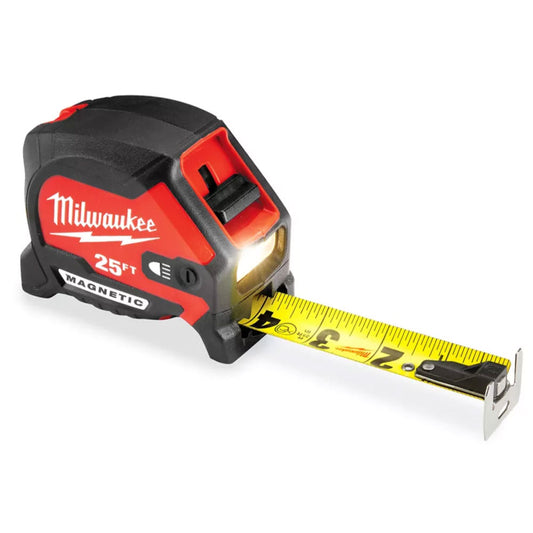 Milwaukee 25ft Wide Blade Magnetic Tape Measure With 100L Light