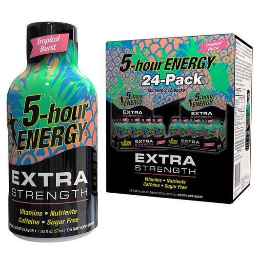 5-hour Energy Shot, Extra Strength, Tropical Burst, 1.93 fl oz, 24 ct