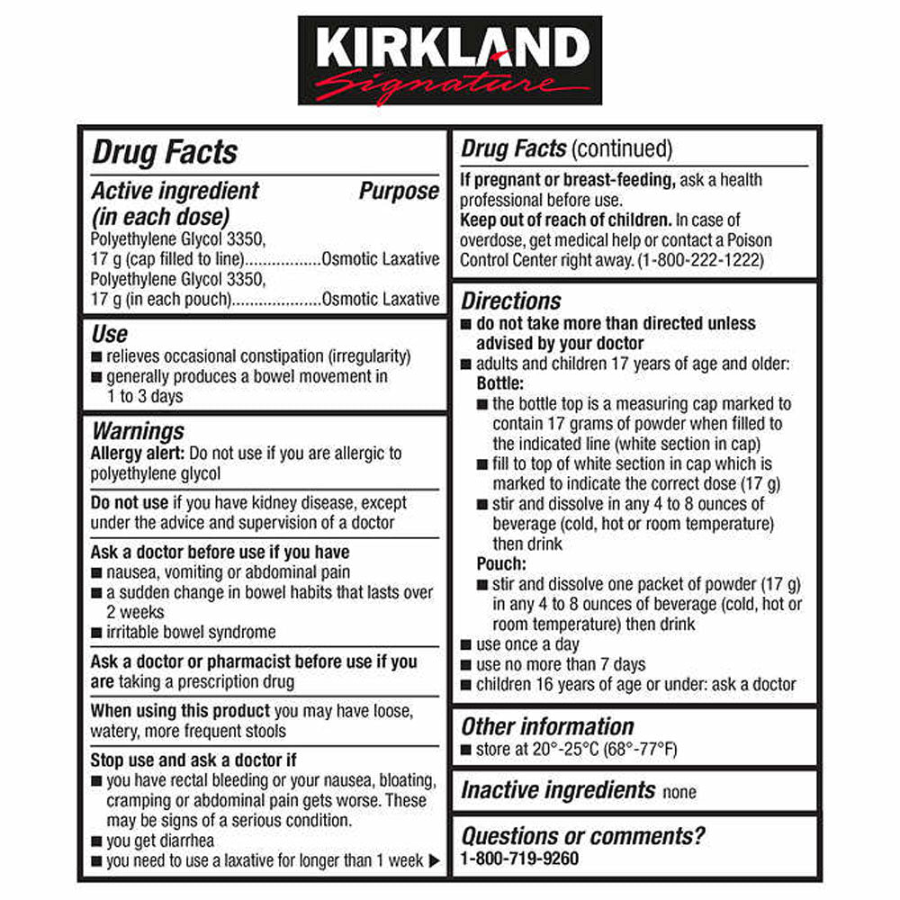 Kirkland Signature LaxaClear, 100 Doses