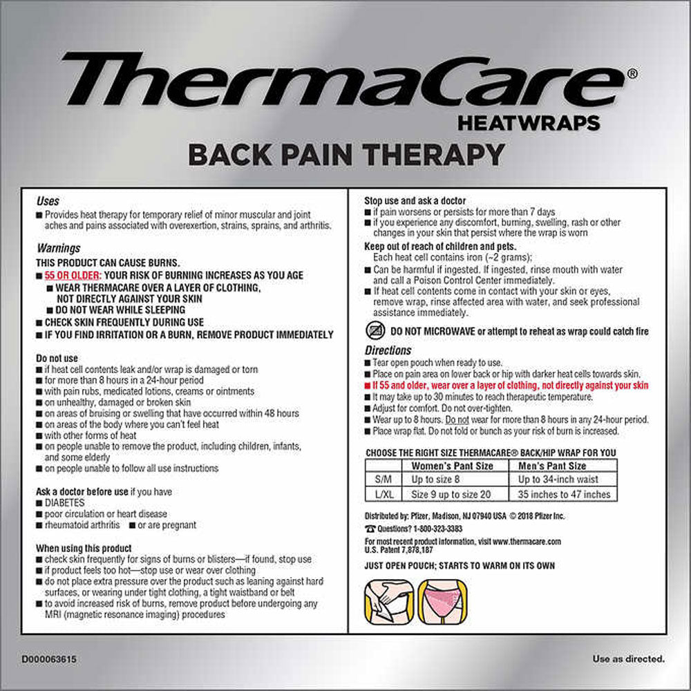 ThermaCare Lower Back & Hip L/XL, 10 HeatWraps
