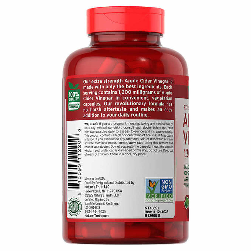 Nature's Truth Apple Cider Vinegar 1200 mg., 180 Capsules