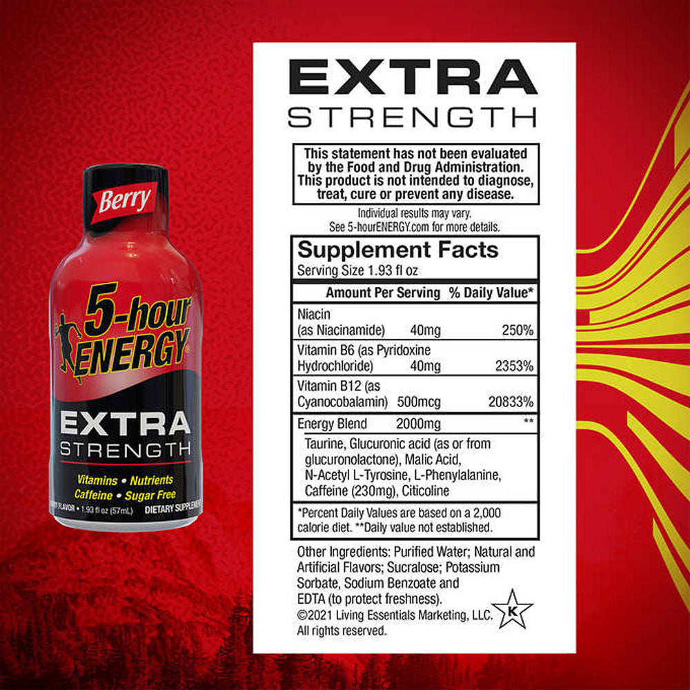 5-hour Energy Shot, Extra Strength, Berry, 1.93 fl oz, 24 ct