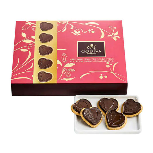 Godiva Heart Shaped Dark Chocolate Biscuits, 36 Piece