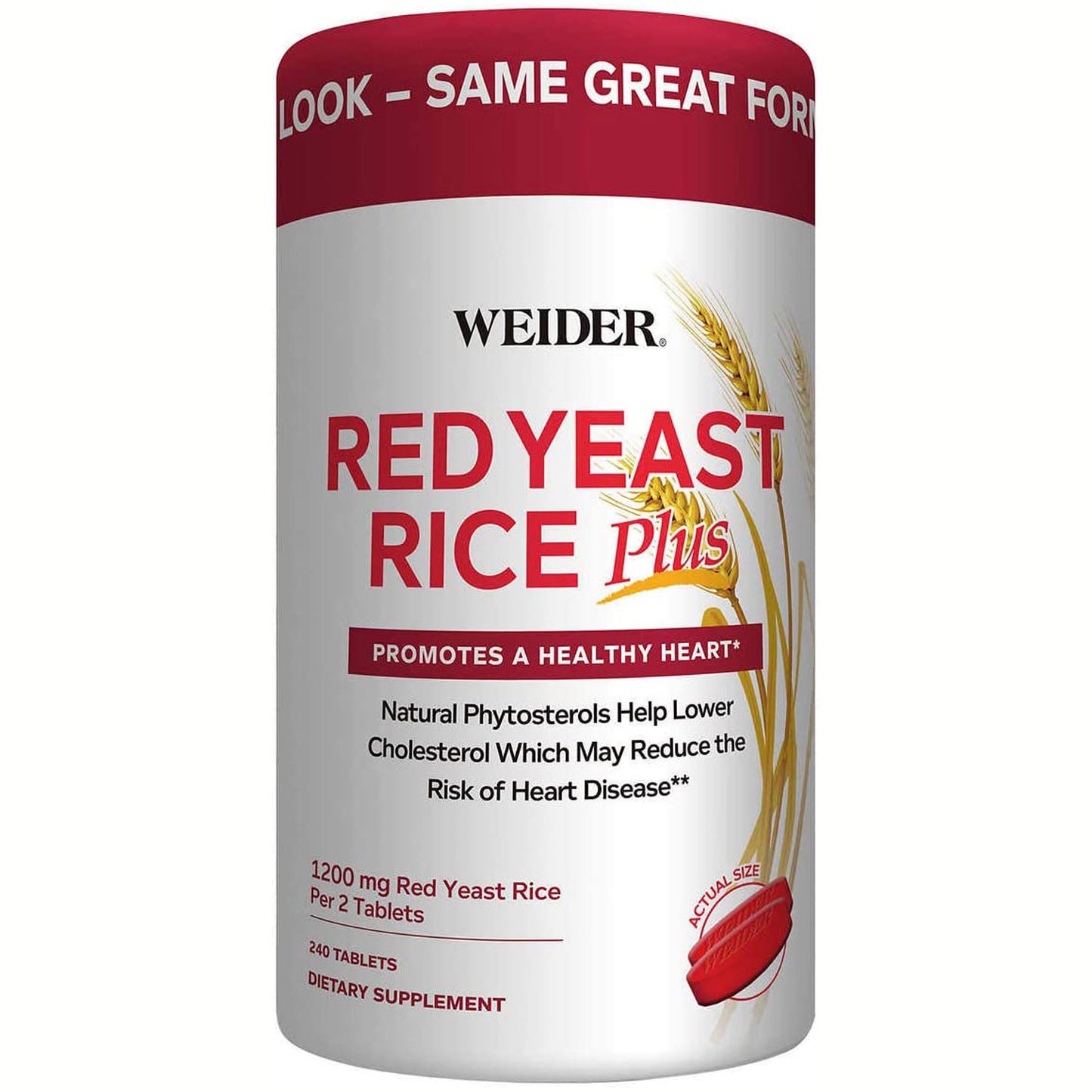 Weider Red Yeast Rice Plus with Phytosterols 1200 mg per 2 Tablets (240 Tablets)