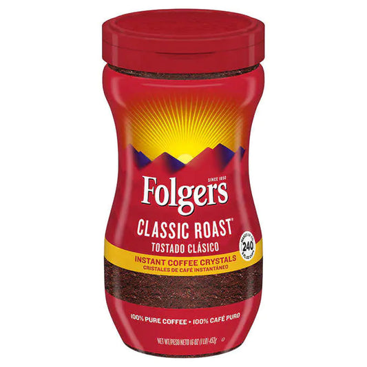 Folgers Instant Coffee Classic Roast Coffee, 16 oz